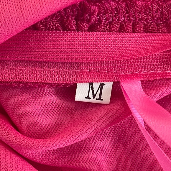 Pofash Bodycon Ruched Tube Midi One Shoulder Lined Fuchsia Pink Dress- Medium - Picture 6 of 8